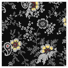 Black Background With Gray Flowers, Floral Black Texture Lightweight Scarf  by nateshop