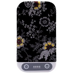 Black Background With Gray Flowers, Floral Black Texture Sterilizers