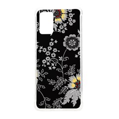 Black Background With Gray Flowers, Floral Black Texture Samsung Galaxy S20Plus 6.7 Inch TPU UV Case