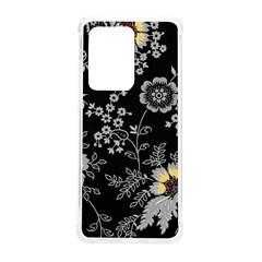 Black Background With Gray Flowers, Floral Black Texture Samsung Galaxy S20 Ultra 6.9 Inch TPU UV Case