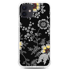 Black Background With Gray Flowers, Floral Black Texture Iphone 12/12 Pro Tpu Uv Print Case by nateshop