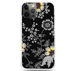 Black Background With Gray Flowers, Floral Black Texture Iphone 12 Pro Max Tpu Uv Print Case by nateshop