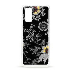 Black Background With Gray Flowers, Floral Black Texture Samsung Galaxy S20 6 2 Inch Tpu Uv Case by nateshop