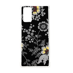 Black Background With Gray Flowers, Floral Black Texture Samsung Galaxy Note 20 Tpu Uv Case by nateshop