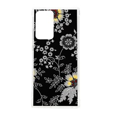 Black Background With Gray Flowers, Floral Black Texture Samsung Galaxy Note 20 Ultra Tpu Uv Case