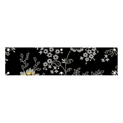 Black Background With Gray Flowers, Floral Black Texture Banner and Sign 4  x 1 