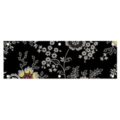 Black Background With Gray Flowers, Floral Black Texture Banner and Sign 6  x 2 