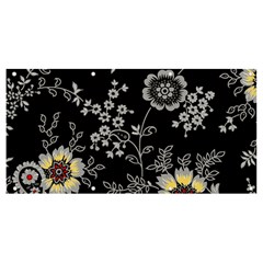 Black Background With Gray Flowers, Floral Black Texture Banner And Sign 8  X 4  by nateshop