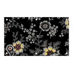 Black Background With Gray Flowers, Floral Black Texture Banner And Sign 5  X 3  by nateshop