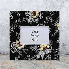 Black Background With Gray Flowers, Floral Black Texture White Box Photo Frame 4  X 6  by nateshop