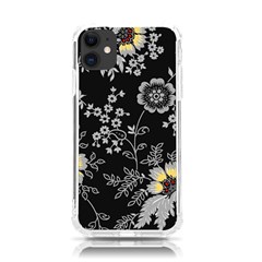 Black Background With Gray Flowers, Floral Black Texture Iphone 11 Tpu Uv Print Case by nateshop