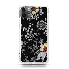 Black Background With Gray Flowers, Floral Black Texture Iphone 11 Pro Max 6 5 Inch Tpu Uv Print Case by nateshop