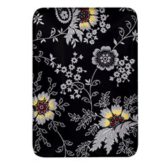 Black Background With Gray Flowers, Floral Black Texture Rectangular Glass Fridge Magnet (4 pack)