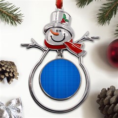 Blue Abstract, Background Pattern Metal Snowman Ornament by nateshop