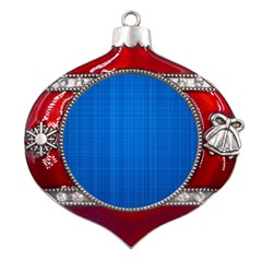 Blue Abstract, Background Pattern Metal Snowflake And Bell Red Ornament