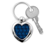 Blue Floral Pattern Floral Greek Ornaments Key Chain (Heart) Front