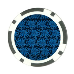 Blue Floral Pattern Floral Greek Ornaments Poker Chip Card Guard by nateshop