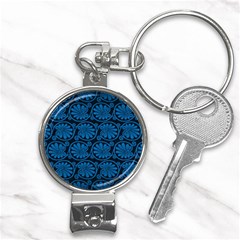 Blue Floral Pattern Floral Greek Ornaments Nail Clippers Key Chain by nateshop