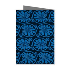 Blue Floral Pattern Floral Greek Ornaments Mini Greeting Cards (pkg Of 8) by nateshop