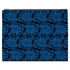 Blue Floral Pattern Floral Greek Ornaments Cosmetic Bag (xxxl) by nateshop