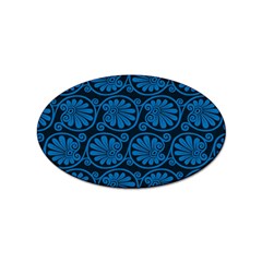 Blue Floral Pattern Floral Greek Ornaments Sticker Oval (10 Pack)