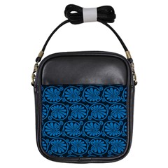 Blue Floral Pattern Floral Greek Ornaments Girls Sling Bag