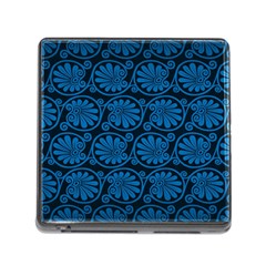 Blue Floral Pattern Floral Greek Ornaments Memory Card Reader (square 5 Slot)