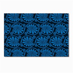 Blue Floral Pattern Floral Greek Ornaments Postcards 5  X 7  (pkg Of 10) by nateshop