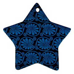 Blue Floral Pattern Floral Greek Ornaments Star Ornament (two Sides) by nateshop