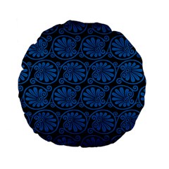 Blue Floral Pattern Floral Greek Ornaments Standard 15  Premium Flano Round Cushions