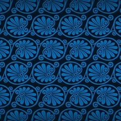 Blue Floral Pattern Floral Greek Ornaments Play Mat (square) by nateshop