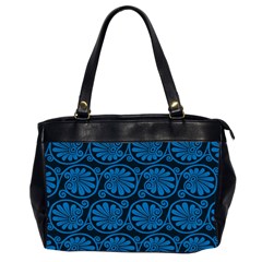 Blue Floral Pattern Floral Greek Ornaments Oversize Office Handbag (2 Sides) by nateshop