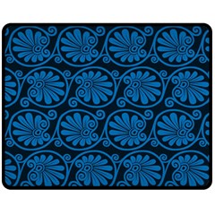 Blue Floral Pattern Floral Greek Ornaments Fleece Blanket (medium)