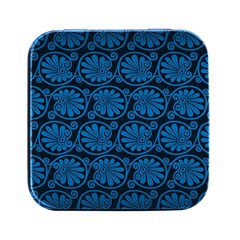 Blue Floral Pattern Floral Greek Ornaments Square Metal Box (black) by nateshop