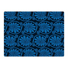 Blue Floral Pattern Floral Greek Ornaments Two Sides Premium Plush Fleece Blanket (mini)