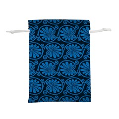 Blue Floral Pattern Floral Greek Ornaments Lightweight Drawstring Pouch (l) by nateshop