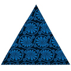 Blue Floral Pattern Floral Greek Ornaments Wooden Puzzle Triangle by nateshop