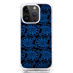 Blue Floral Pattern Floral Greek Ornaments Iphone 14 Pro Tpu Uv Print Case by nateshop