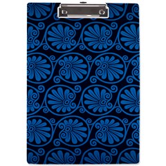 Blue Floral Pattern Floral Greek Ornaments A4 Acrylic Clipboard by nateshop