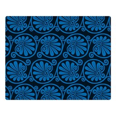 Blue Floral Pattern Floral Greek Ornaments Premium Plush Fleece Blanket (large)