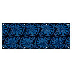 Blue Floral Pattern Floral Greek Ornaments Banner And Sign 8  X 3  by nateshop