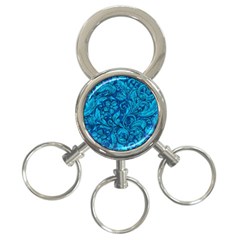 Blue Floral Pattern Texture, Floral Ornaments Texture 3-ring Key Chain by nateshop