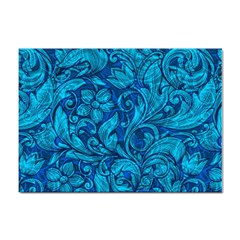 Blue Floral Pattern Texture, Floral Ornaments Texture Sticker A4 (10 Pack)