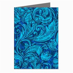 Blue Floral Pattern Texture, Floral Ornaments Texture Greeting Cards (pkg Of 8) by nateshop