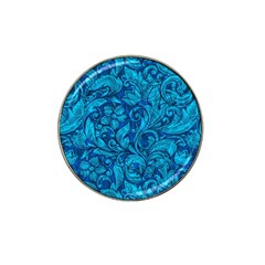 Blue Floral Pattern Texture, Floral Ornaments Texture Hat Clip Ball Marker (4 Pack) by nateshop