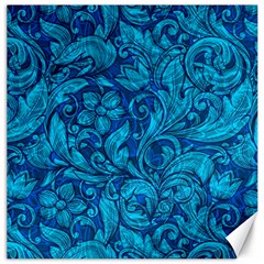 Blue Floral Pattern Texture, Floral Ornaments Texture Canvas 20  X 20  by nateshop