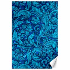 Blue Floral Pattern Texture, Floral Ornaments Texture Canvas 20  X 30  by nateshop