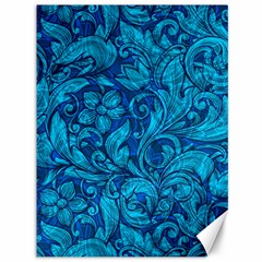 Blue Floral Pattern Texture, Floral Ornaments Texture Canvas 36  X 48  by nateshop