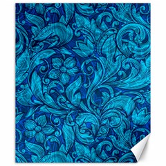 Blue Floral Pattern Texture, Floral Ornaments Texture Canvas 20  X 24  by nateshop