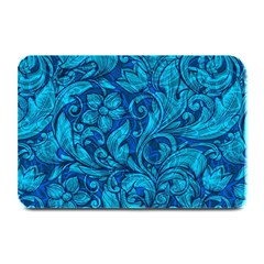 Blue Floral Pattern Texture, Floral Ornaments Texture Plate Mats by nateshop